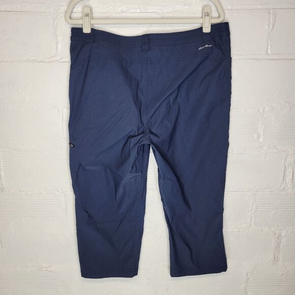 Eddie Bauer Women's Size 14 Cargo Pants WR W Tech Capri Blue - Picture 2 of 4